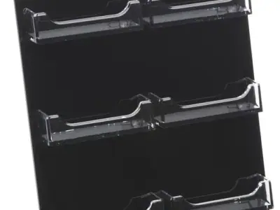 Base con porta credencial en acrílico negro