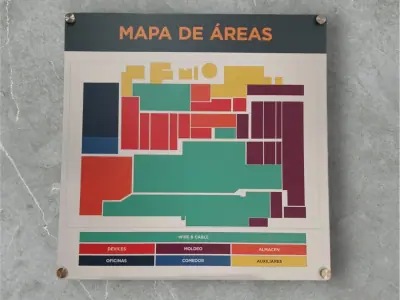 Mapa de áreas impreso e instalado en muro