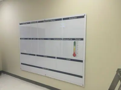 Pizarra de acrílico montada en muro